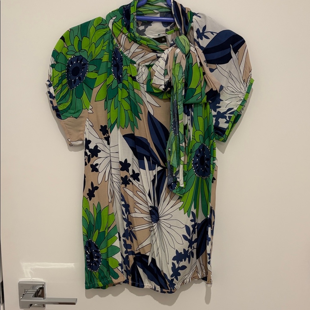 IRO Green and Blue Floral Blouse